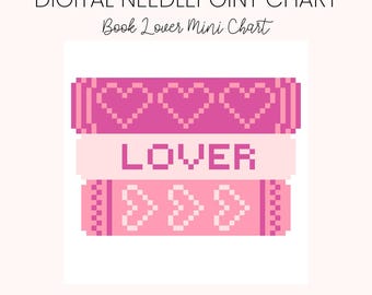 Book Lover Digital Needlepoint Mini Chart 13 Mesh
