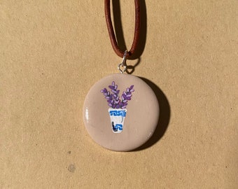 Lavendelhalsband + lerhänge + polymerlera + presenter