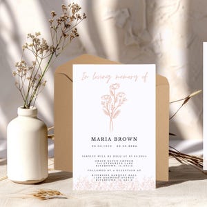 Editable Funeral Invitation | Celebration of Life Template | Minimalist Memorial Service Invite | Cemetery Invitation