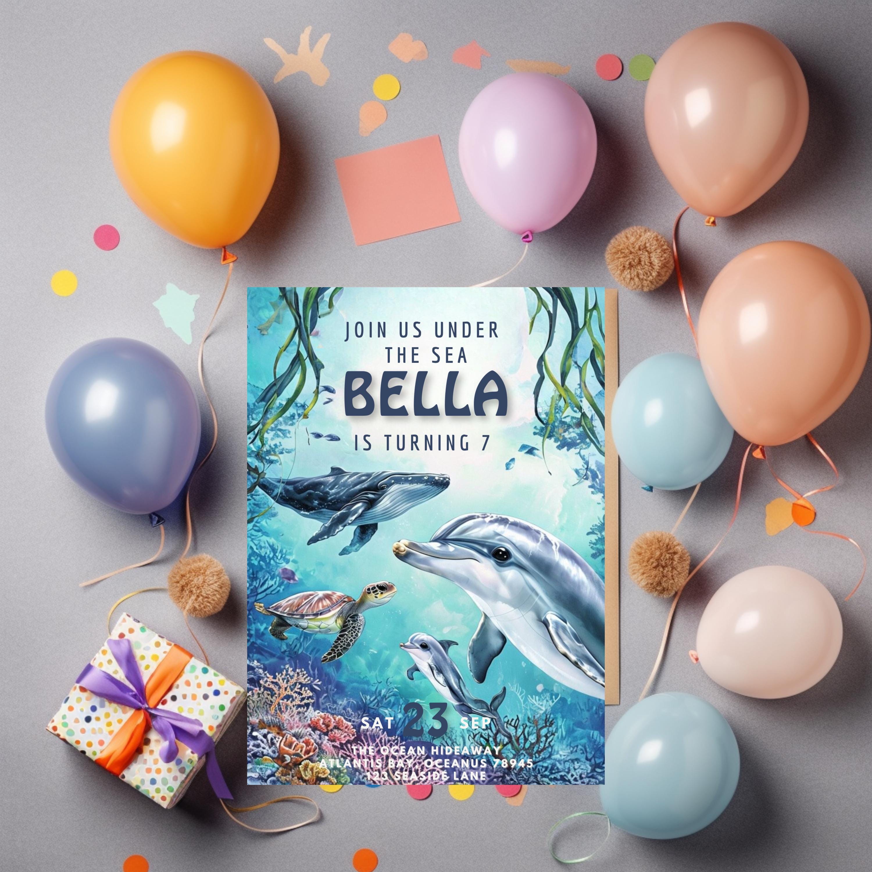 Editable Under the Sea Birthday Invitation | Ocean Animals Party Invite ...