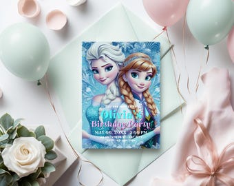 Editable Frozen Birthday Invitation | Elsa & Anna Invite | Magical Frozen Party Invitation | Customizable Elsa Birthday Invite