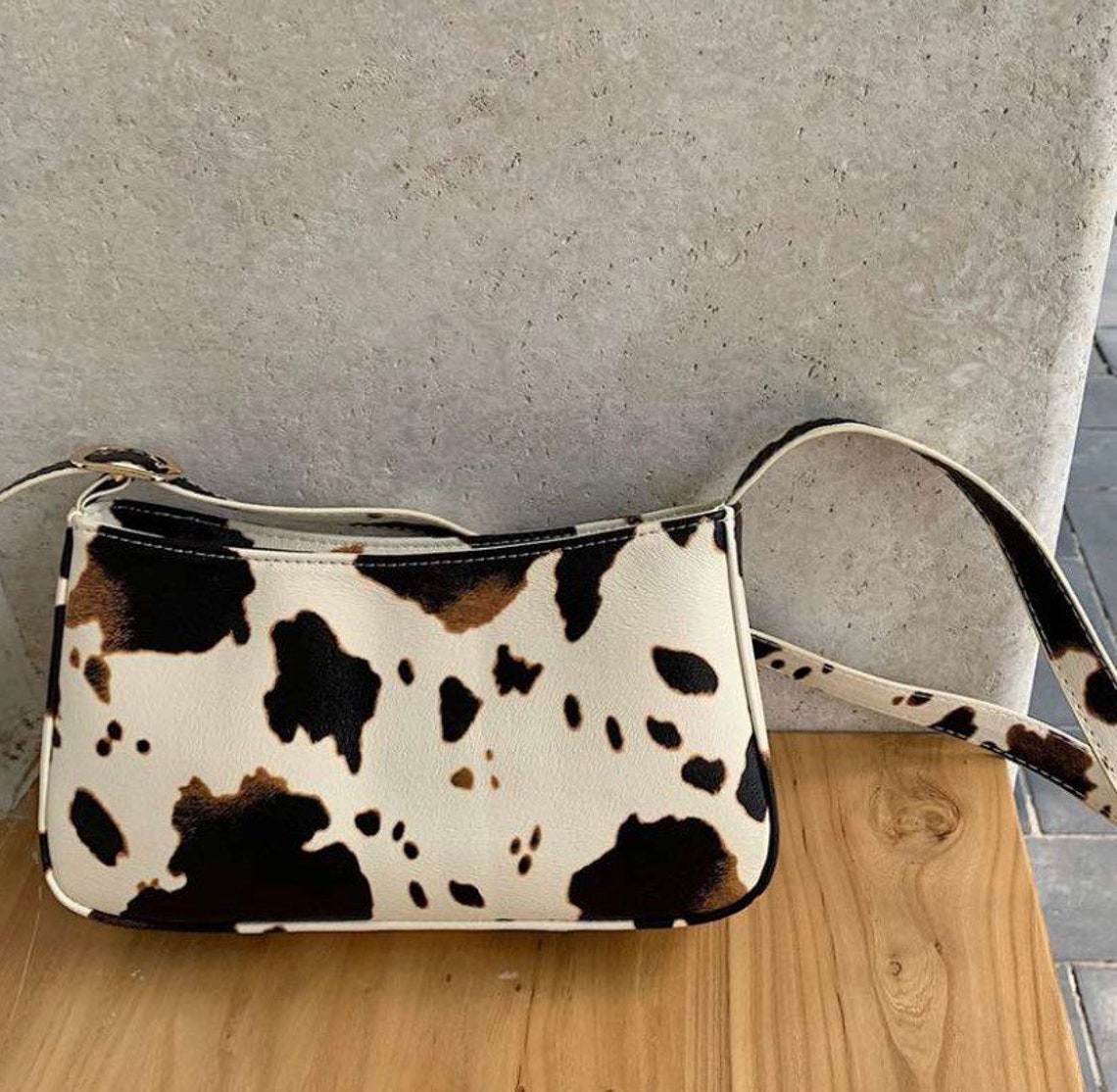 Womens cow print purse / bag. | Etsy
