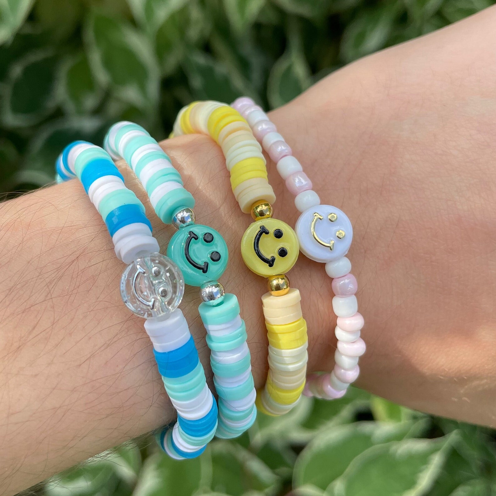 Polymer clay bracelet Trendy Bracelet Smiley Face Yellow Etsy