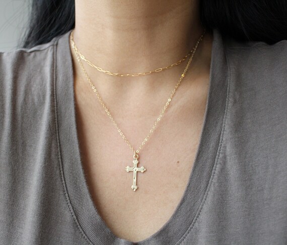 Gold cross 2024 layered necklace