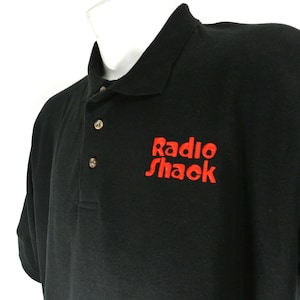 RADIO SHACK Vintage Electronics Store Employee Uniform Black Polo Shirt Size XL
