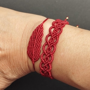 Handmade Burgundy Macrame Bracelet, Personalized Jewelry