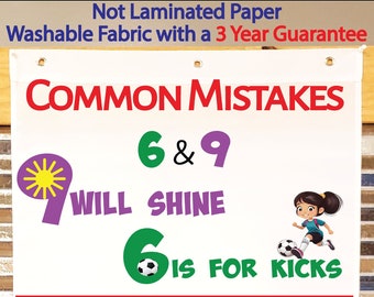 Common Mistakes 6 and 9 b and d Anchor Chart, Printed on FABRIC! Durable Flag Material with grommets. foldable, 3year product guarantee