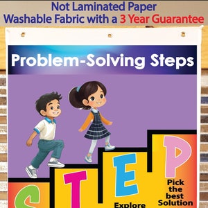 Problem Solving STEPS Anchor Chart, Printed on FABRIC! Durable Flag ...