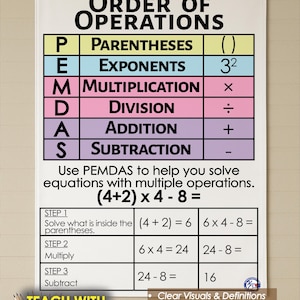 PEMDAS - Order of Operations Fabric Anchor Chart: Math Classroom Decor