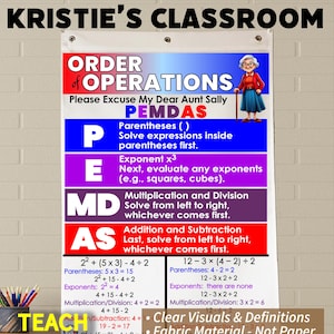 Order of Operations (PEMDAS) Fabric Anchor Chart: Math Classroom Decor