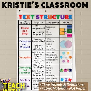 Text Structure Anchor Chart: Washable Fabric Classroom Poster