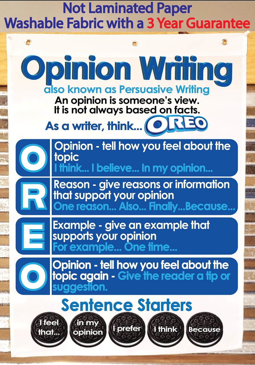Opinion Writing Anchor Chart, Printed on FABRIC Durable Flag Material ...