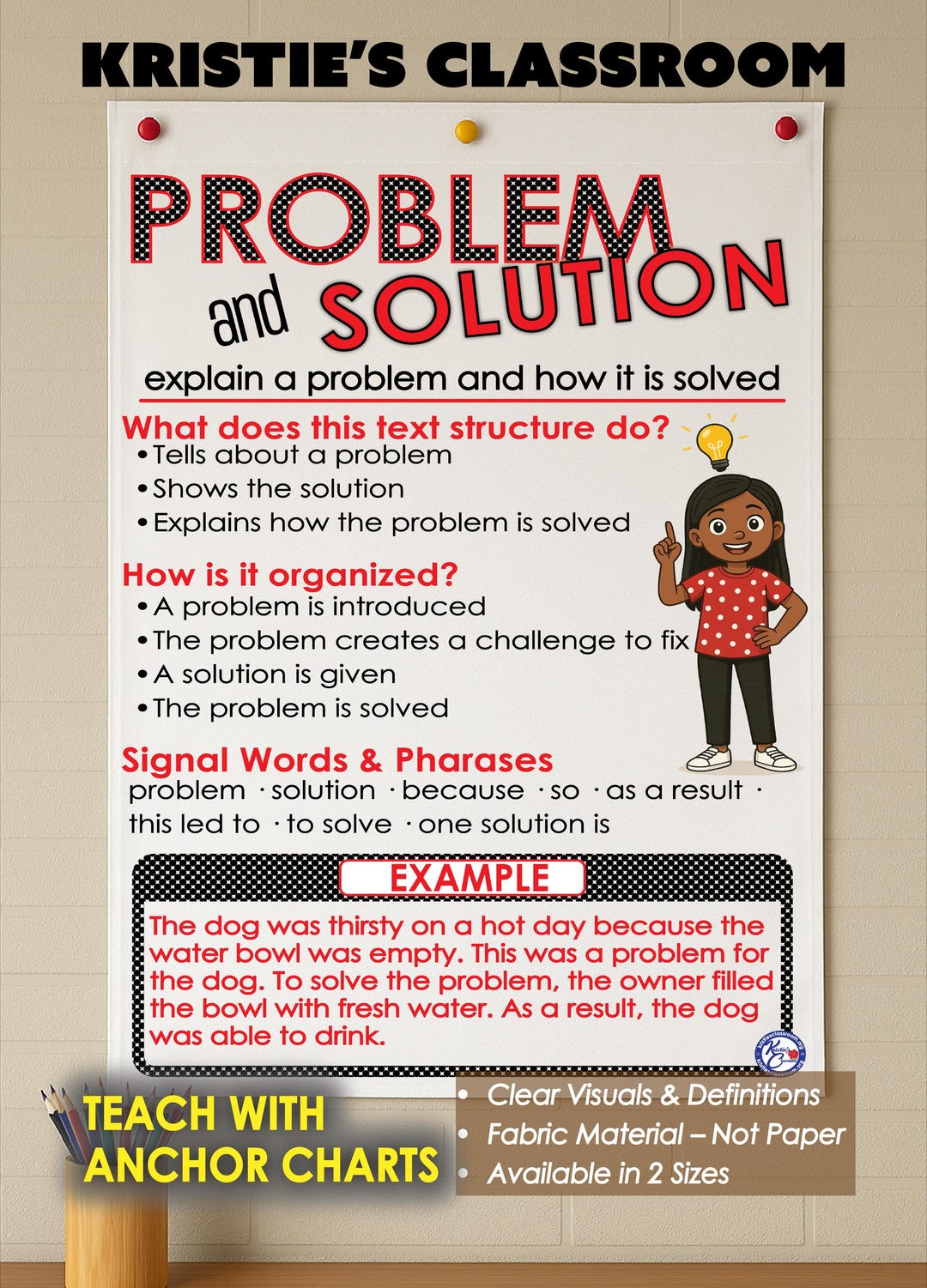 Problem and Solution Anchor Chart: Washable Fabric Classroom Poster - Etsy