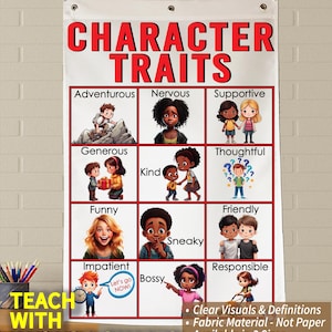 Character Traits Table Anchor Chart: Printed Fabric, Washable