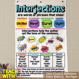 Tableau d'ancrage des interjections : décoration de la salle de classe en tissu lavable