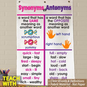 Synonyms & Antonyms Fabric Anchor Chart: Washable Classroom Decor