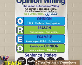 Opinion Writing Anchor Chart: Calming Colors, Fabric Classroom Decor