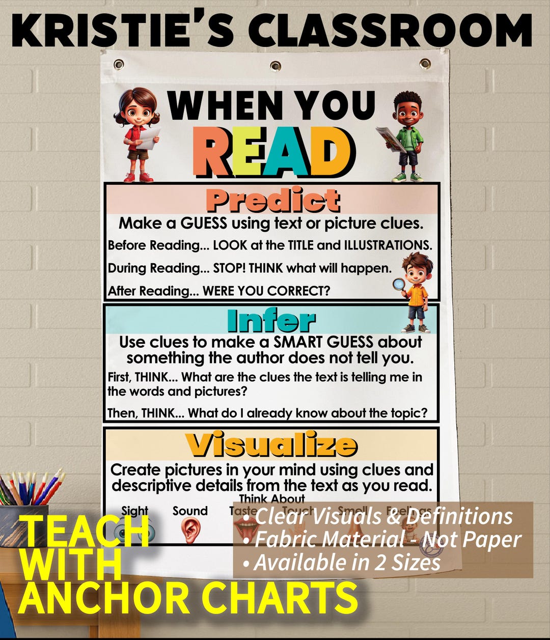 When You READ Fabric Anchor Chart: Predict, Infer, Visualize - Etsy