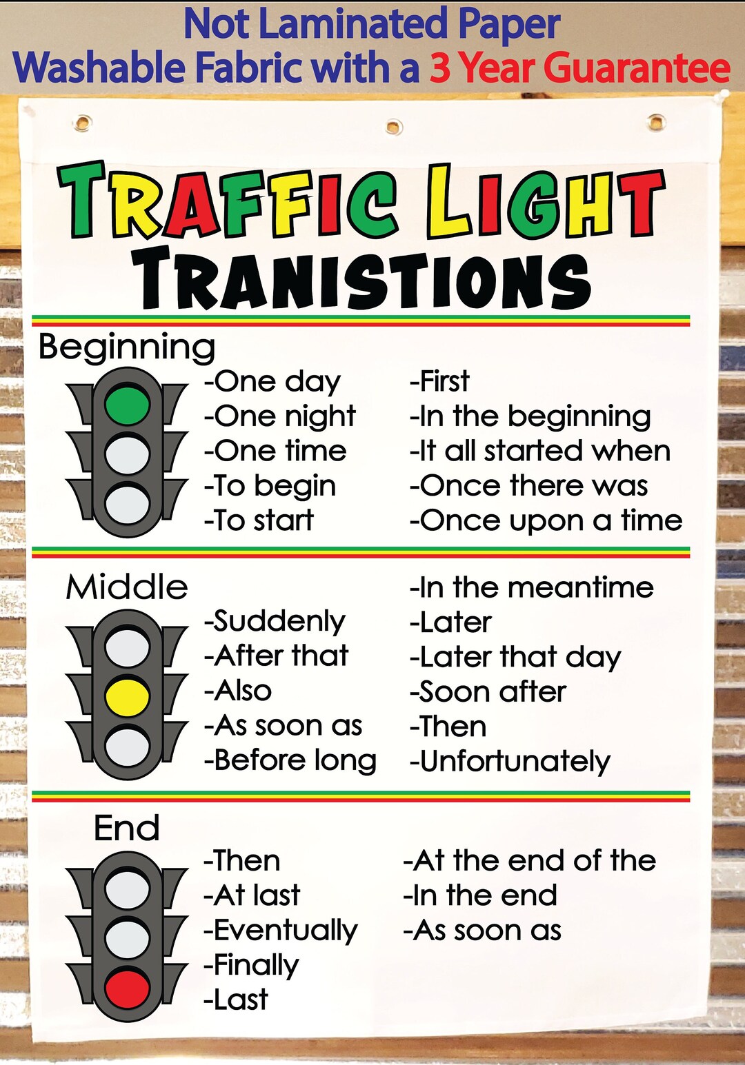 Traffic Light Transition Words Anchor Chart Printed on - Etsy