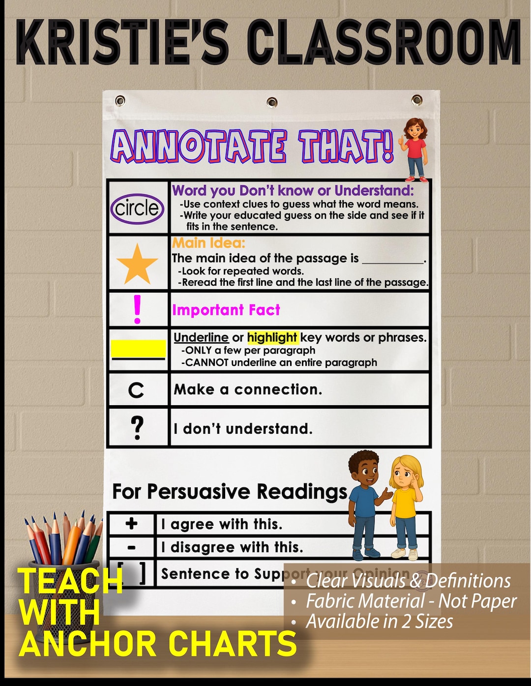 Annotate That Anchor Chart: Printed Fabric, Grommets, Washable - Etsy