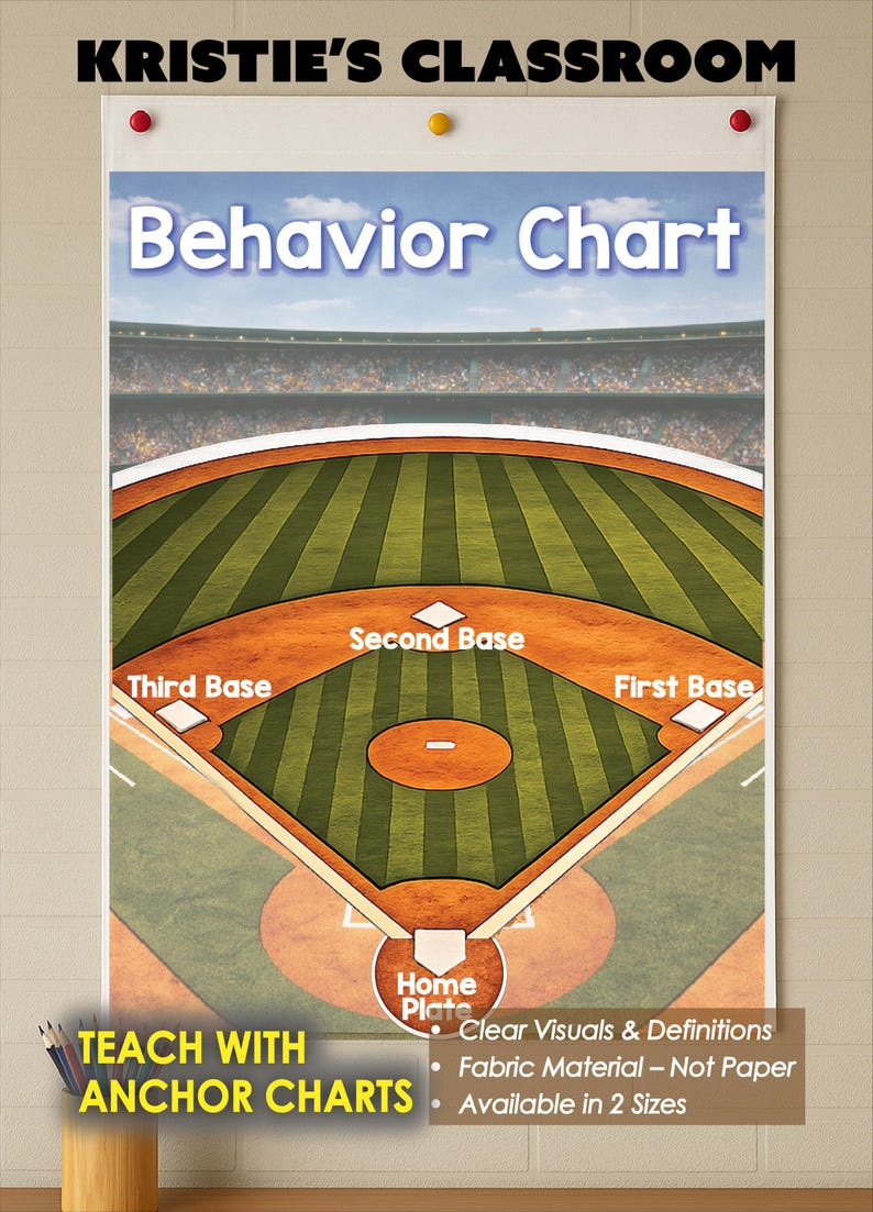 Baseball Diamond Behavior Anchor Chart: Durable Fabric Classroom Decor ...