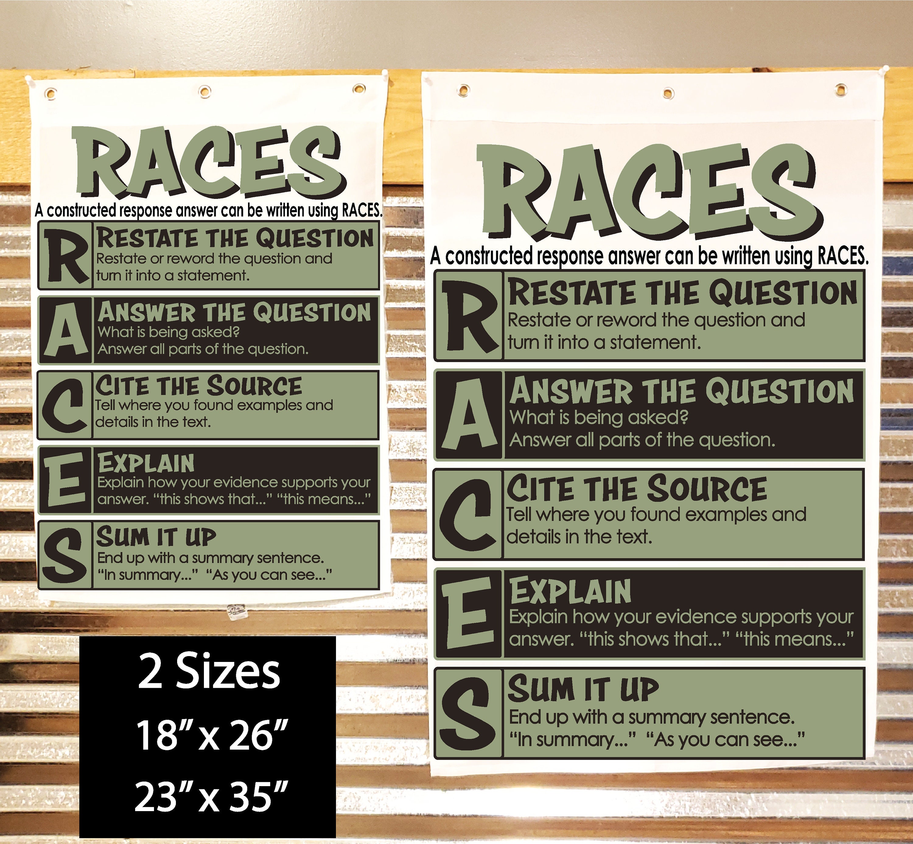 Constructive Response RACES Anchor Chart, Printed on FABRIC Durable