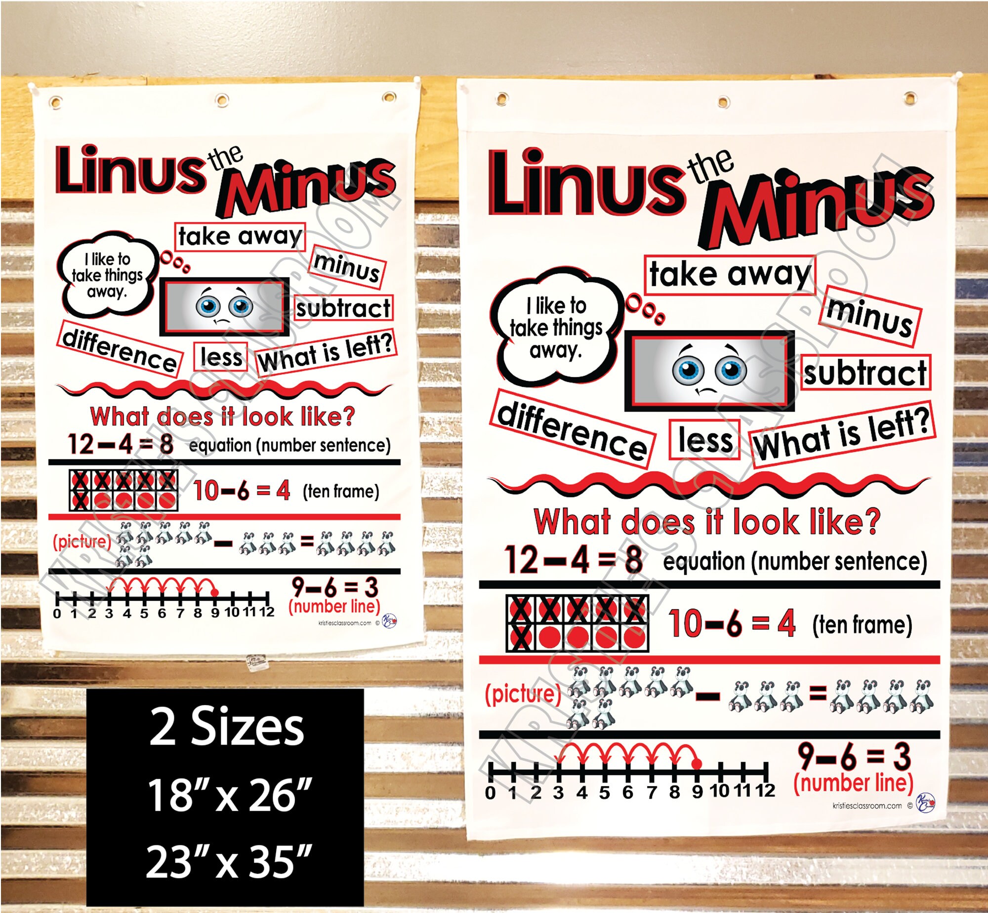 Subtraction linus the Minus Anchor Chart, Printed on FABRIC Durable ...