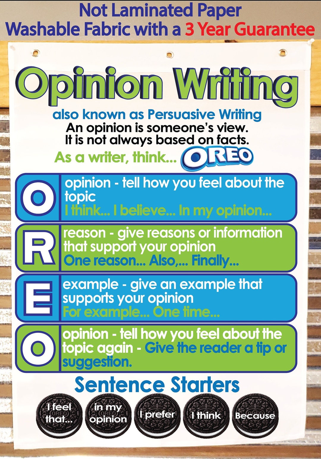 Opinion Writing Anchor Chart Calming Colors, Printed on FABRIC Flag ...