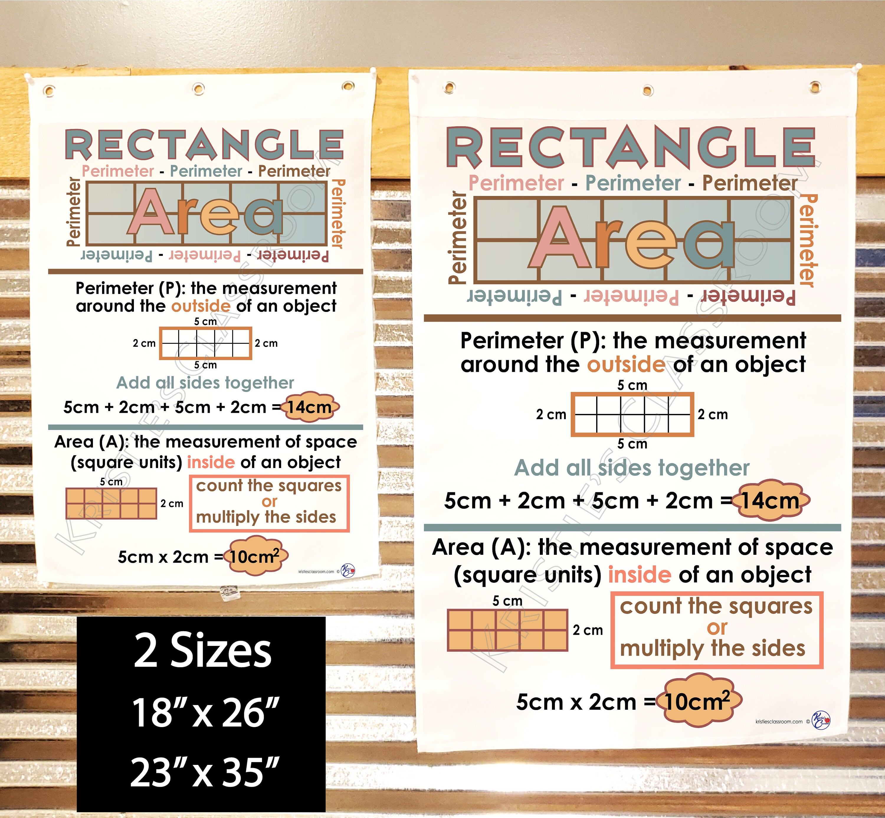 Perimeter and Area of a Rectangle Anchor Chart BOHO Colors Etsy