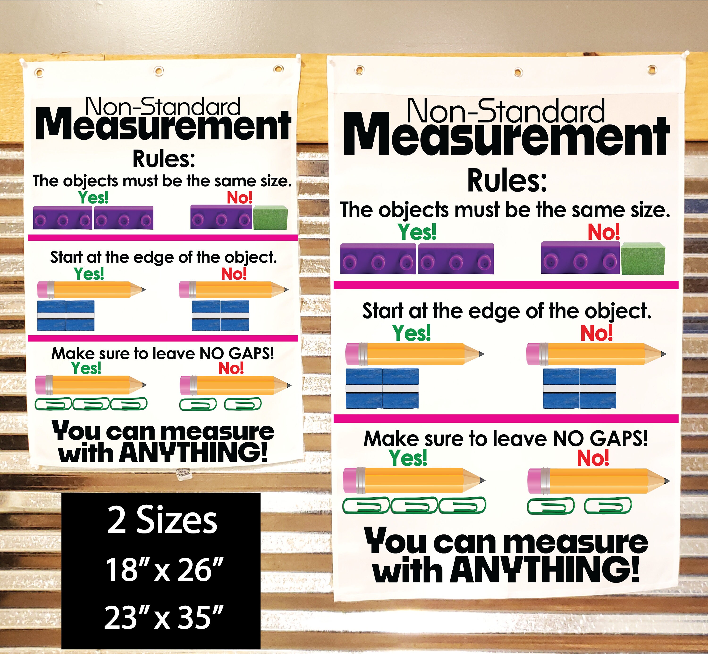Non standard Measurement Anchor Chart Printed On FABRIC Anchor Charts measurement-anchor-chart-for-kindergarten-math