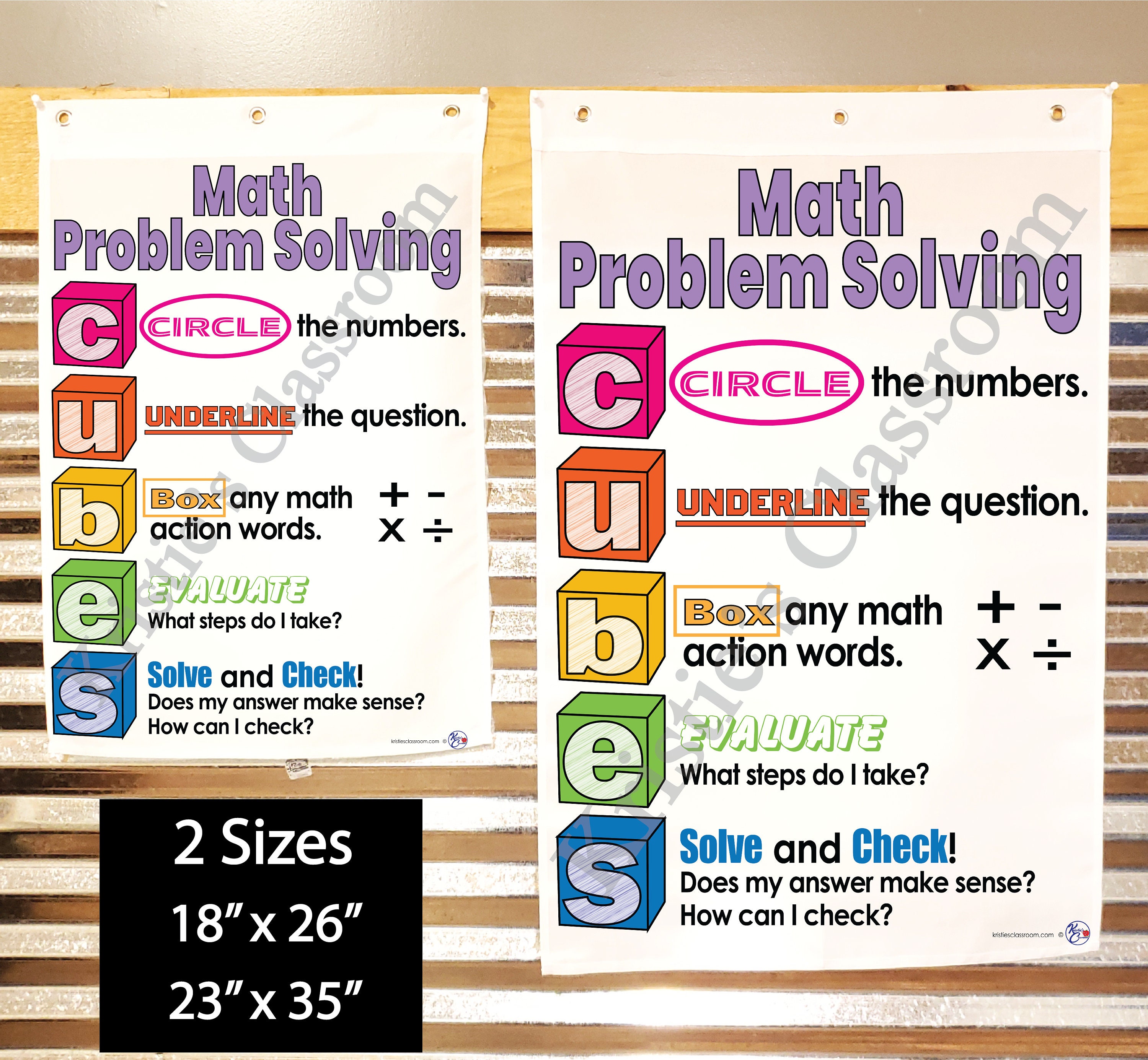 Math Problem Solving Anchor Chart, Printed on FABRIC Durable Flag ...