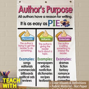 Author&#39;s Purpose Anchor Chart, Printed on FABRIC! Durable Flag Material with grommets. FOLDABLE, WASHABLE.*3 Year product guarantee*