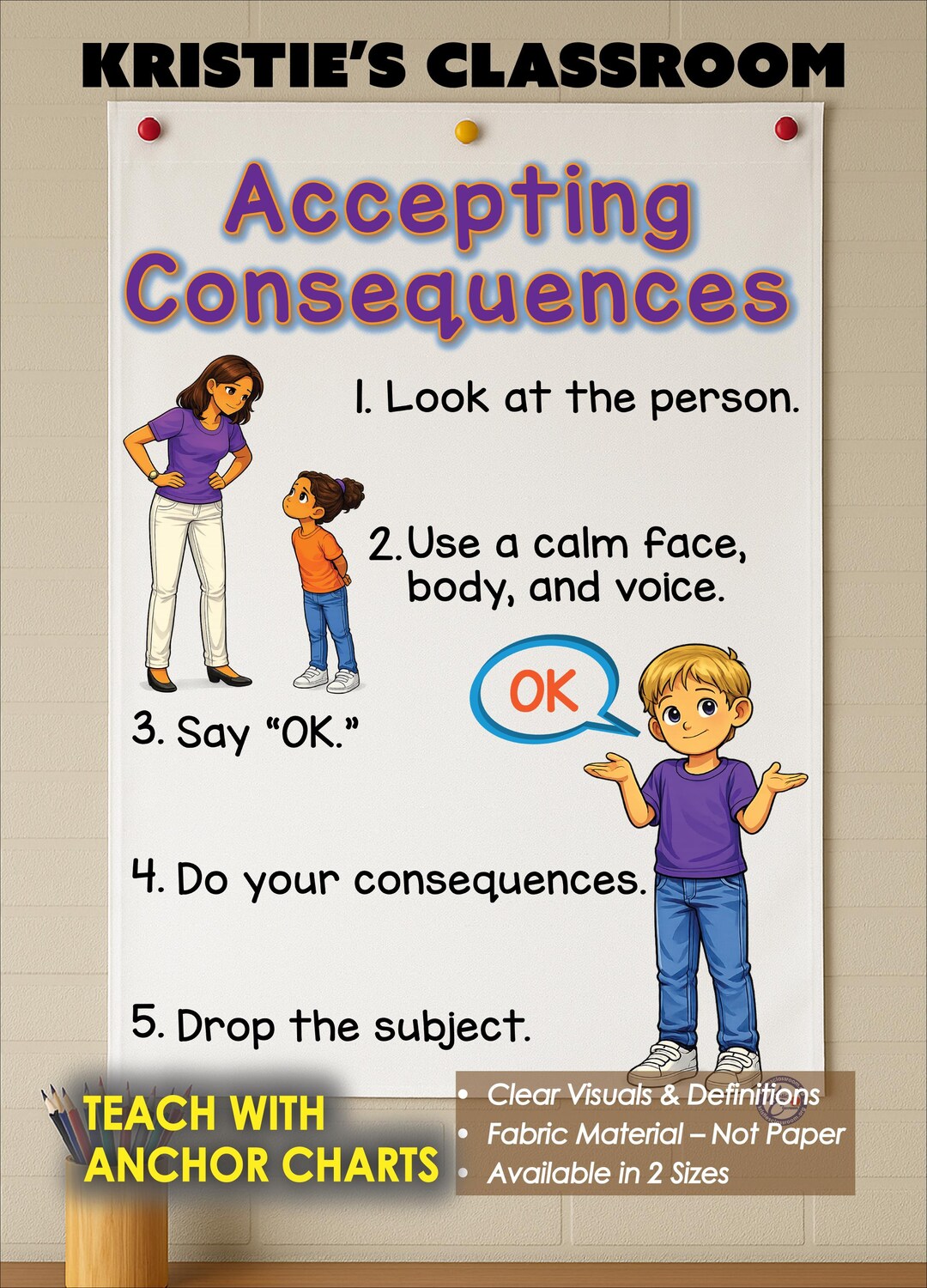 Accepting Consequences Anchor Chart: Printed Fabric Flag With Grommets ...