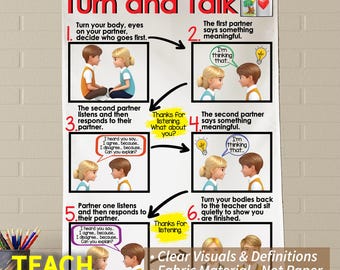Turn and Talk Fabric Anchor Chart: Classroom Communication