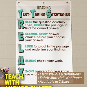 Reading Test Taking Strategies Anchor Chart: Printed Fabric, Washable