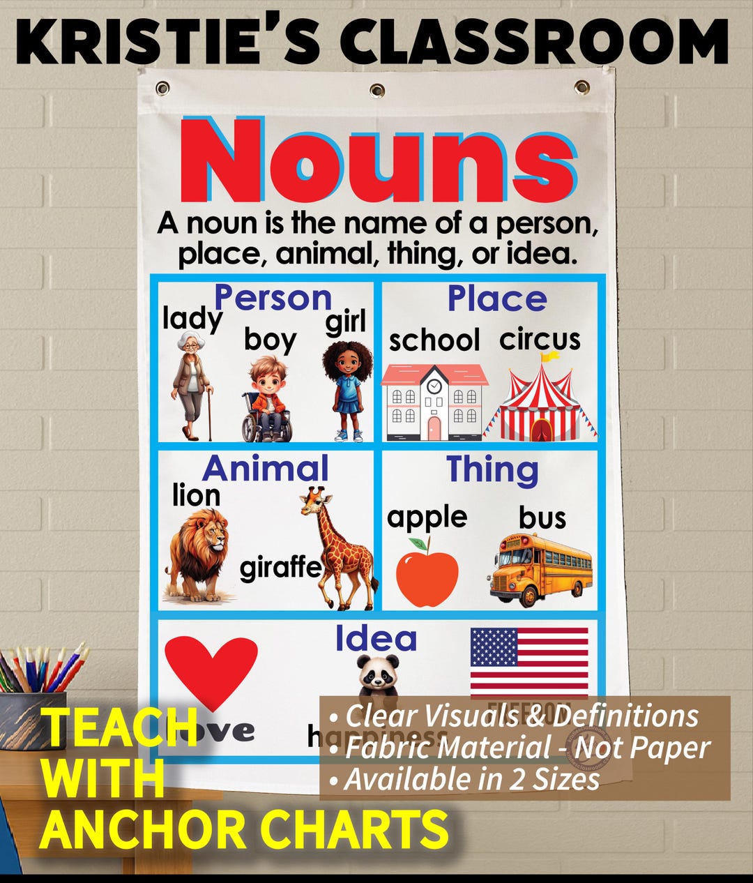 Nouns Anchor Chart Fabric Classroom Decor Photo Inspiration