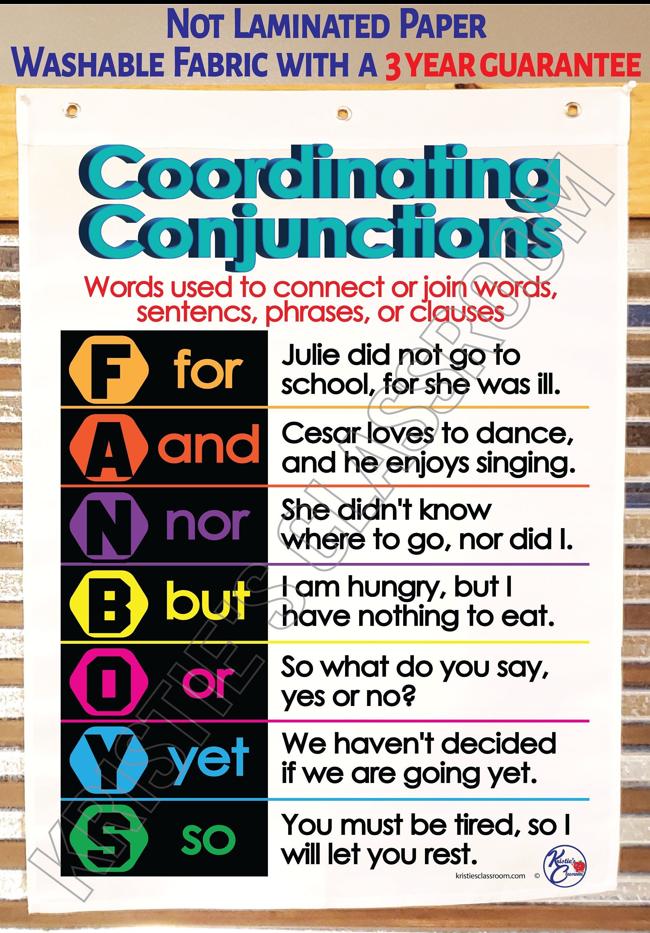 Coordinating Conjunctions Anchor Chart Poster FANBOYS