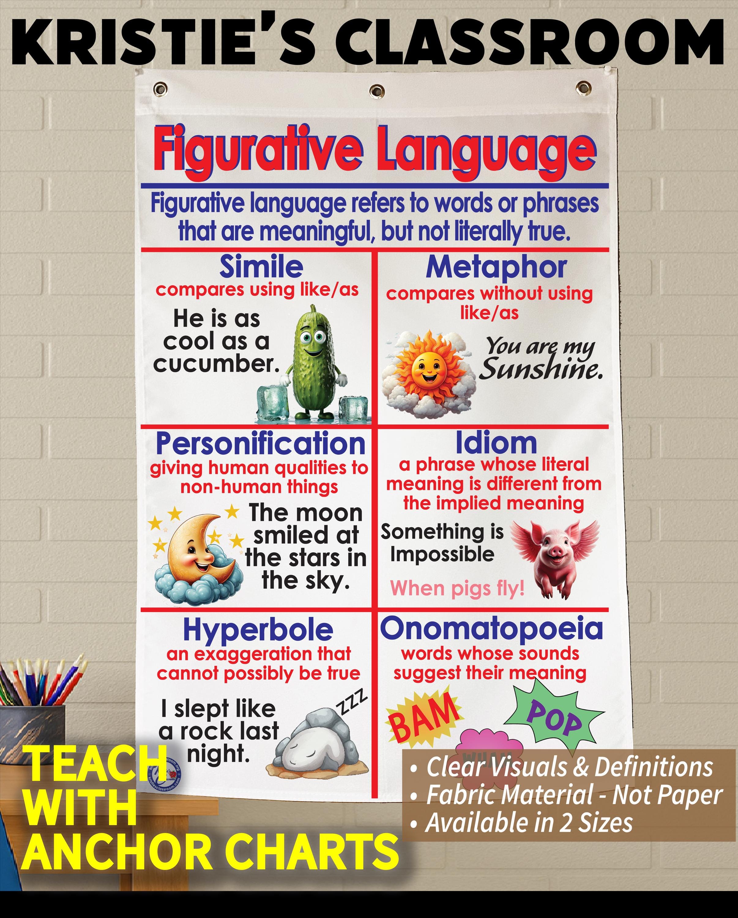Figurative Language Anchor Chart: Durable Fabric, Washable - Etsy