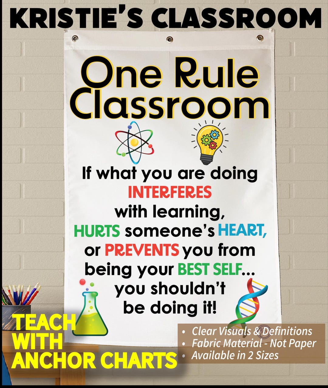 Science Classroom Rule Poster: Fabric Flag With Grommets - Etsy
