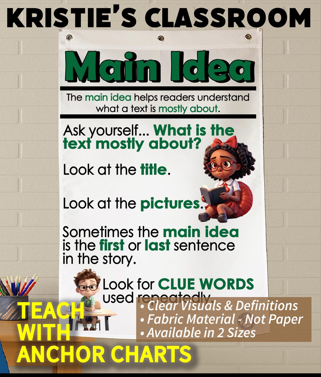 Main Idea Anchor Chart: Durable Fabric Classroom Decor - Etsy