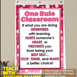 Classroom Anchor Chart: One Rule - Stop, Think, Choose