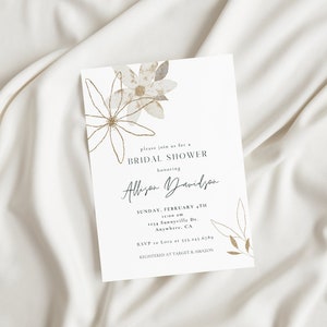 Bridal Shower Invitation Template - Blush Pink and Gold Bridal Shower Invite - Boho Bridal Shower Printable Canva - Summer Bridal Shower