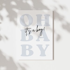 Invito per baby shower "Oh Baby It's a Boy" per bambino - Baby Shower "Oh Boy" - Invito moderno per baby shower per bambino - Baby Shower blu - Scarica Canva immagine 4