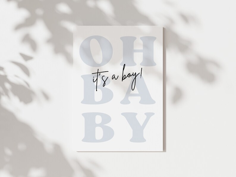 Invito per baby shower "Oh Baby It's a Boy" per bambino - Baby Shower "Oh Boy" - Invito moderno per baby shower per bambino - Baby Shower blu - Scarica Canva immagine 4