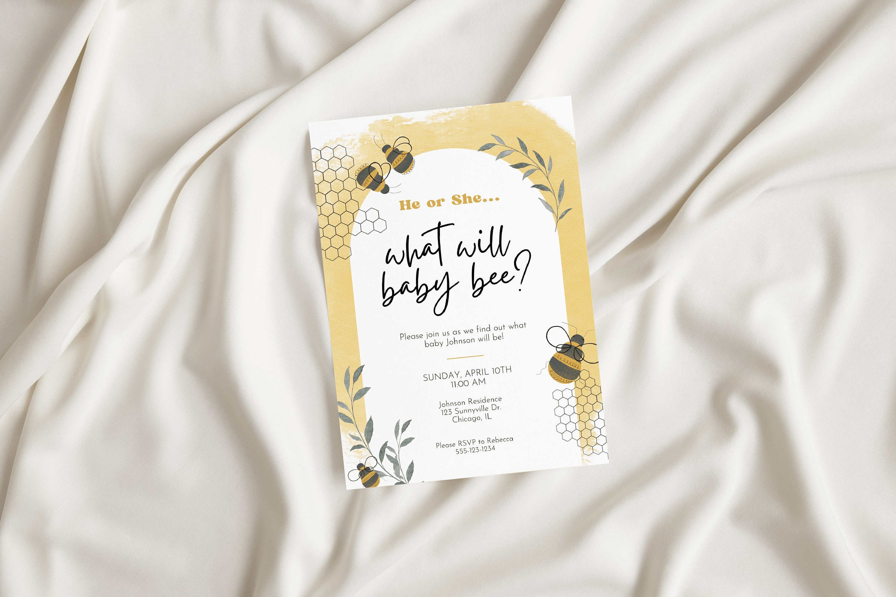 Gender Reveal Invitation, What Will Baby Bee Invitation, He or She ...