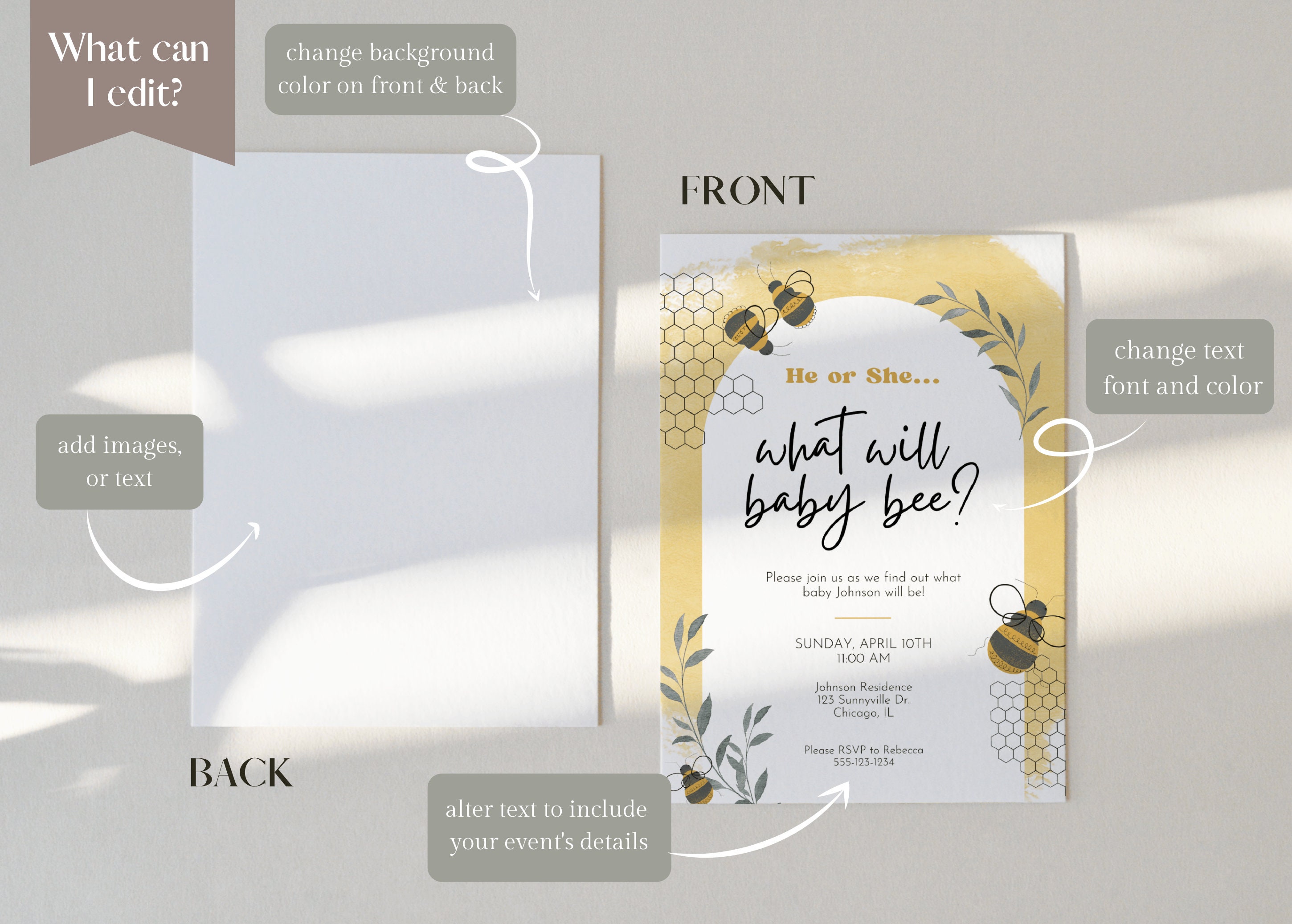 Gender Reveal Invitation, What Will Baby Bee Invitation, He or She ...