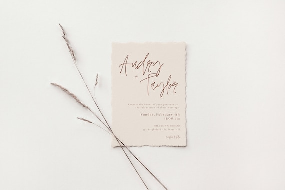 Modern Minimalist Wedding Invitation, Canva Wedding Invitation, Elegant Calligraphy Champagne Invitation, Canva Template Instant Download