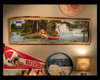 Hamm&#39;s Scenorama Panoramic Canvas on Pine Board Rustic Board Fantasy Piece. *Shipping extra*