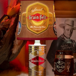 Grain Belt Beer Can Lamp Vintage can with &quot;Retro&quot;  style lamp shade.