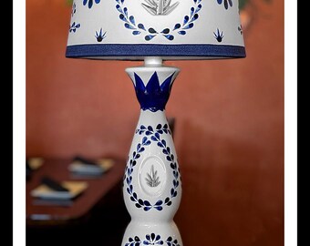 Spring Special!!! Clase Azul Tequila Lamp With Custom Shade. Only